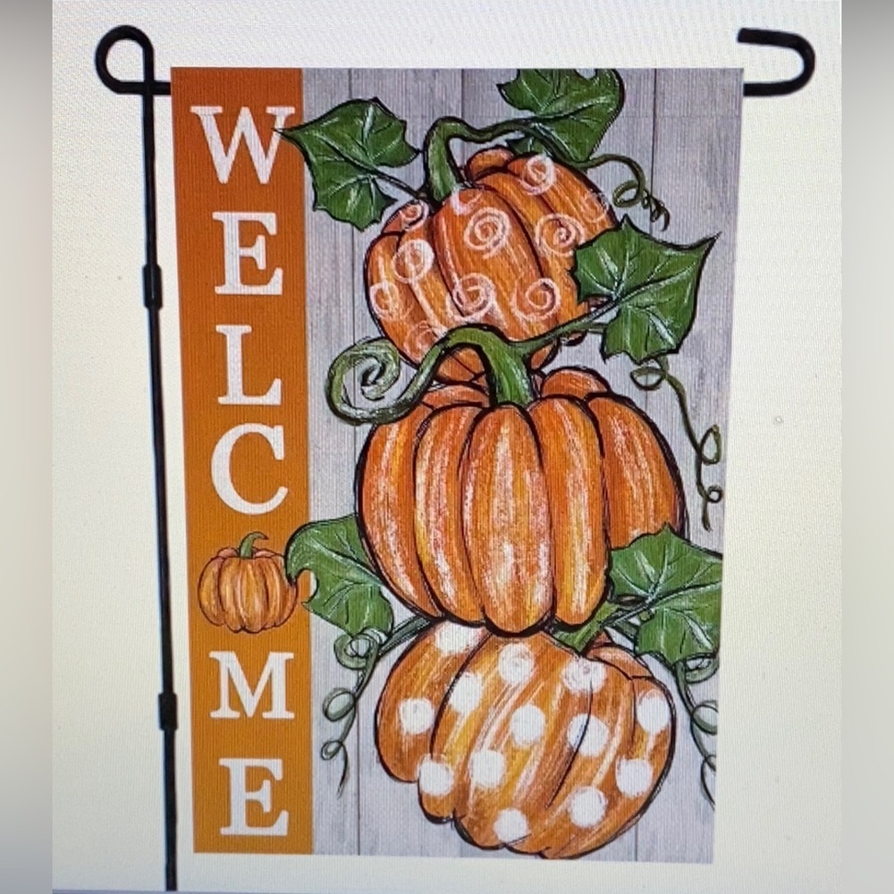 Fall Thanksgiving Pumpkin Garden Banner 12x18 NWT